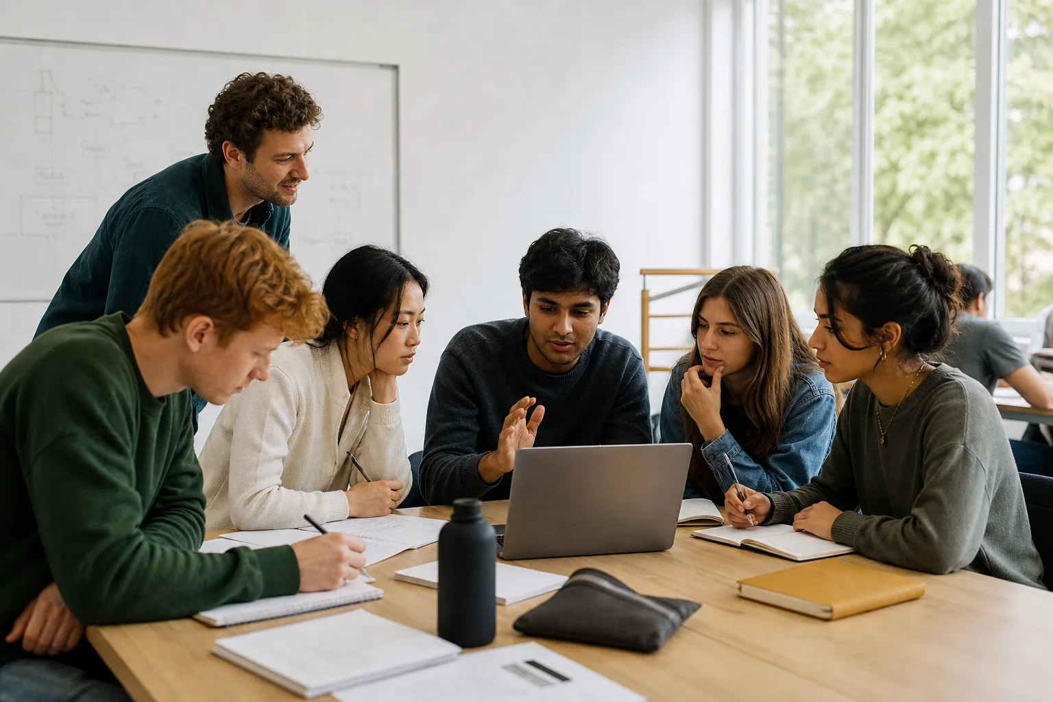 Students collaborating during a university workshop