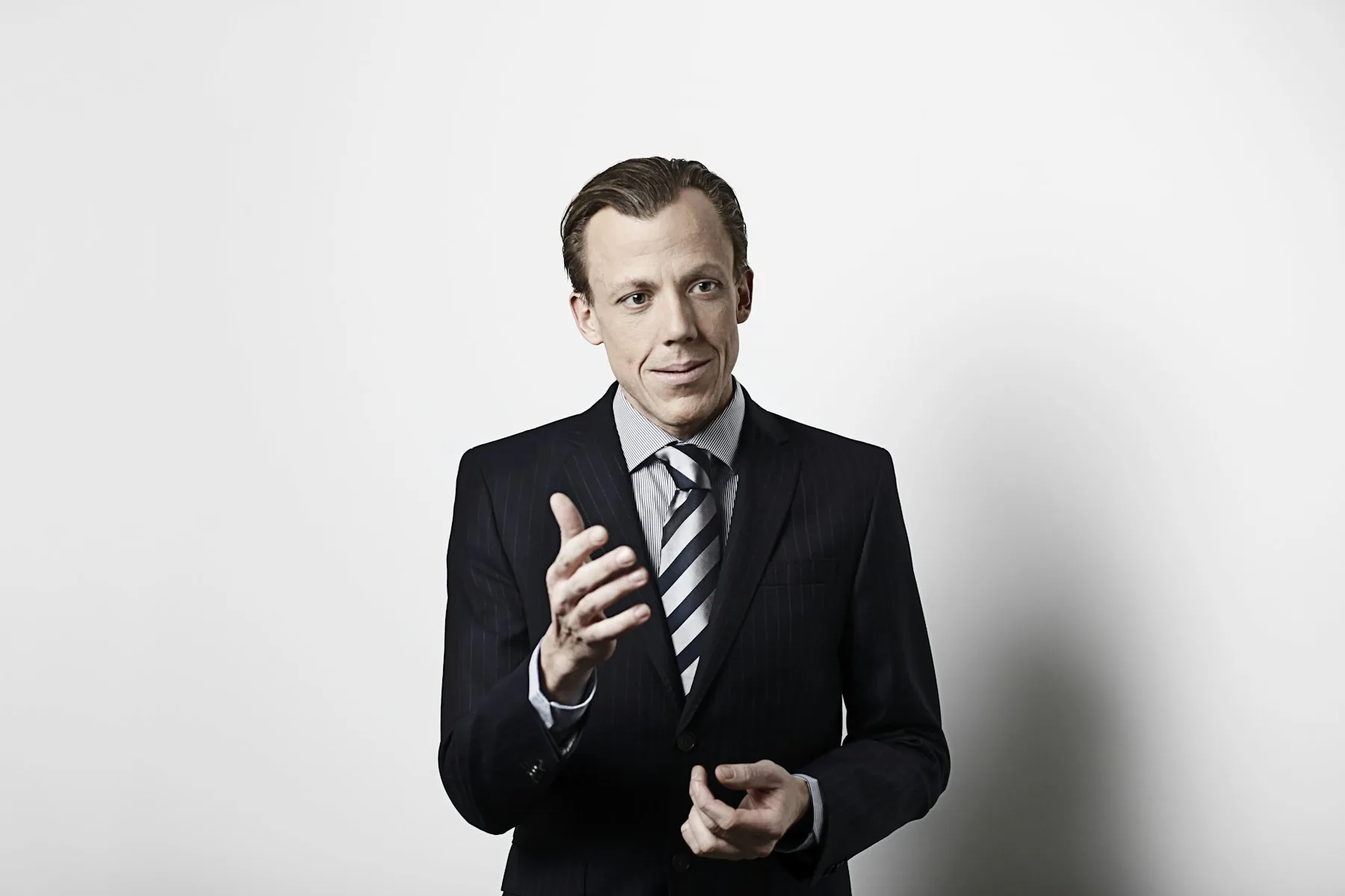 Business lecturer speaking during a presentation
